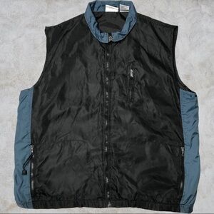 USA Olympic Nylon Vest Black Blue Zip Up Men's Large 42/44 Athletic Outerwear